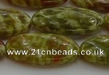 CNS636 15.5 inches 15*30mm oval green dragon serpentine jasper beads