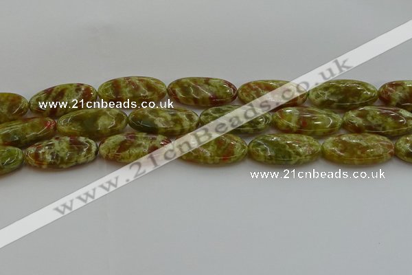 CNS636 15.5 inches 15*30mm oval green dragon serpentine jasper beads