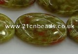 CNS637 15.5 inches 22*30mm oval green dragon serpentine jasper beads