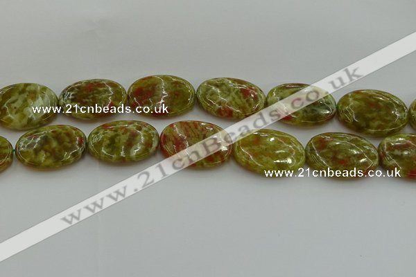 CNS637 15.5 inches 22*30mm oval green dragon serpentine jasper beads