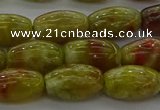 CNS641 15.5 inches 7*12mm rice green dragon serpentine jasper beads