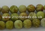 CNS650 15.5 inches 6mm round matte green dragon serpentine jasper beads