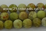 CNS651 15.5 inches 8mm round matte green dragon serpentine jasper beads