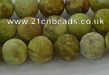 CNS652 15.5 inches 10mm round matte green dragon serpentine jasper beads