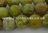 CNS653 15.5 inches 12mm round matte green dragon serpentine jasper beads