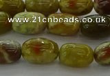 CNS661 15.5 inches 8*12mm drum green dragon serpentine jasper beads