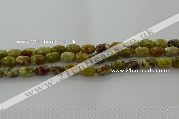CNS661 15.5 inches 8*12mm drum green dragon serpentine jasper beads