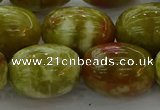 CNS665 15.5 inches 15*20mm drum green dragon serpentine jasper beads