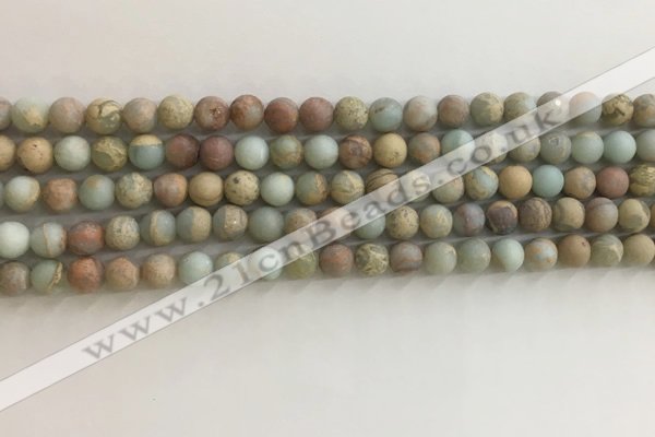 CNS706 15.5 inches 4mm round matte serpentine jasper beads