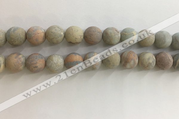 CNS710 15.5 inches 12mm round matte serpentine jasper beads