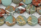 CNS80 15.5 inches 14mm flat round natural serpentine jasper beads