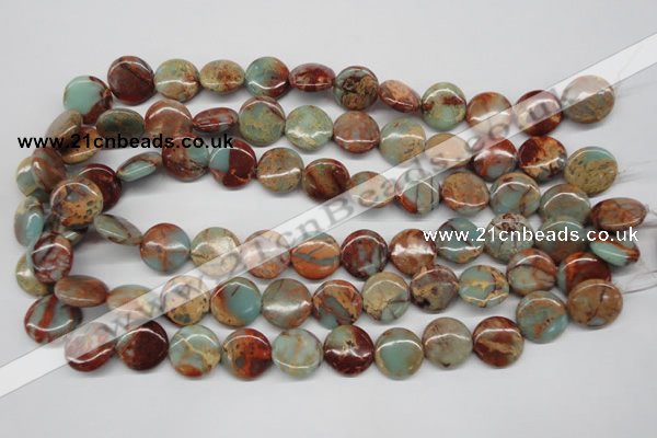 CNS81 15.5 inches 16mm flat round natural serpentine jasper beads