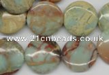 CNS83 15.5 inches 20mm flat round natural serpentine jasper beads