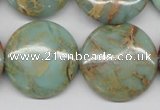 CNS84 15.5 inches 25mm flat round natural serpentine jasper beads