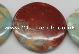 CNS88 15.5 inches 55mm flat round natural serpentine jasper beads