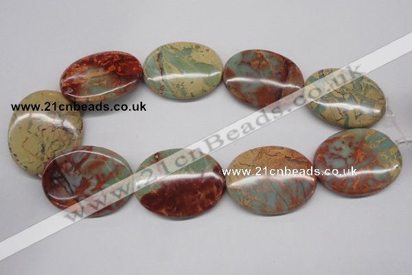 CNS98 15.5 inches 35*45mm oval natural serpentine jasper beads