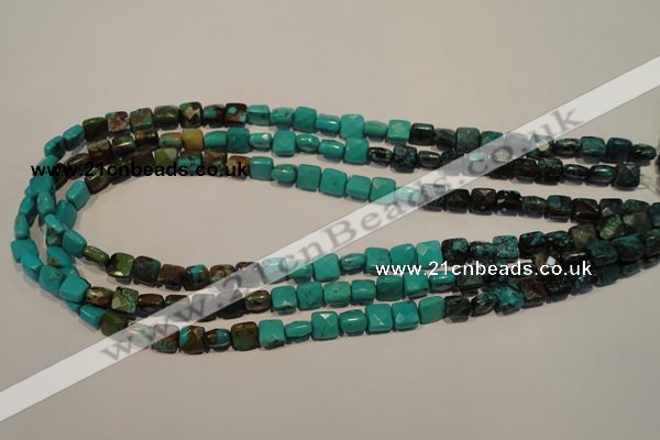 CNT125 15.5 inches 7*7mm faceted square natural turquoise beads