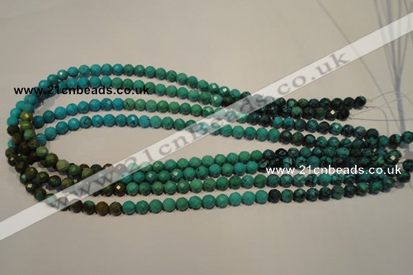 CNT130 15.5 inches 6mm faceted round natural turquoise beads