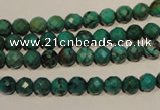 CNT140 15.5 inches 5.5mm - 6mm faceted round natural turquoise beads