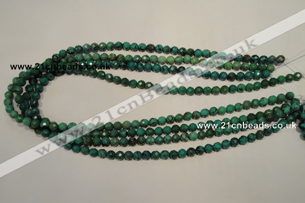 CNT140 15.5 inches 5.5mm - 6mm faceted round natural turquoise beads