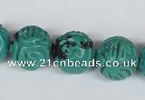 CNT32 16 inches 16mm carved round natural turquoise beads wholesale