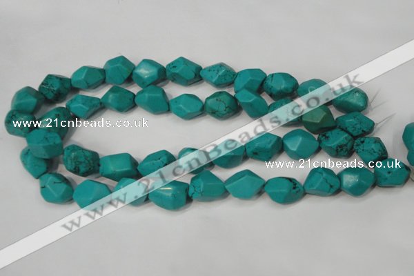 CNT374 15.5 inches 14*18mm faceted nuggets turquoise beads wholesale