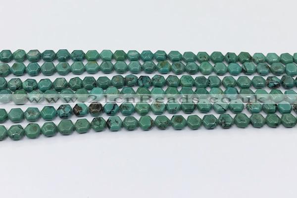 CNT548 15.5 inches 6mm hexagon turquoise gemstone beads