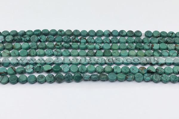 CNT558 15.5 inches 6mm flat round turquoise gemstone beads