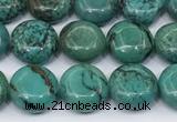 CNT561 15.5 inches 10mm flat round turquoise gemstone beads