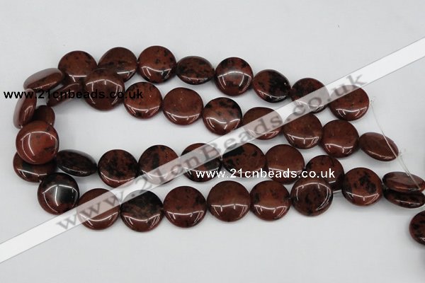 COB101 15.5 inches 20mm flat round mahogany obsidian beads