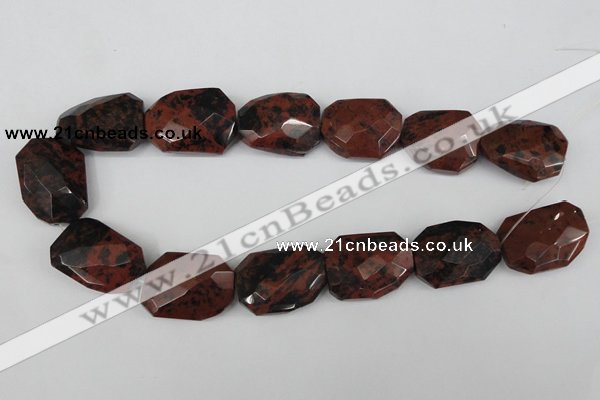 COB103 22*32mm twisted & faceted rectangle mahogany obsidian beads