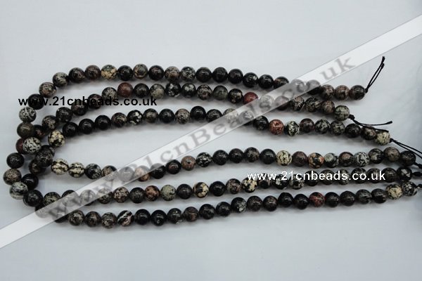 COB151 15.5 inches 8mm round snowflake obsidian beads