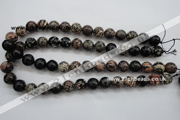 COB154 15.5 inches 14mm round snowflake obsidian beads