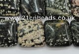 COB166 15.5 inches 20*20mm square snowflake obsidian beads