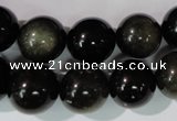 COB256 15.5 inches 14mm round golden obsidian beads wholesale