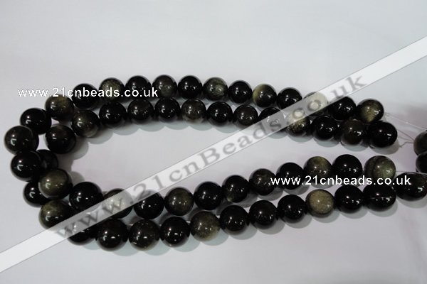 COB256 15.5 inches 14mm round golden obsidian beads wholesale