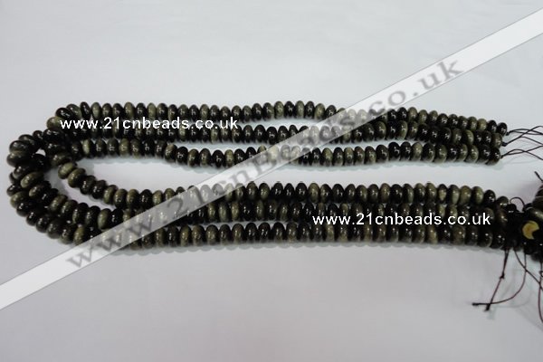 COB260 15.5 inches 5*8mm rondelle golden obsidian beads wholesale