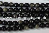 COB263 15.5 inches 6mm faceted round golden obsidian beads