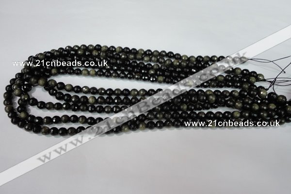 COB263 15.5 inches 6mm faceted round golden obsidian beads