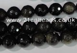 COB265 15.5 inches 10mm faceted round golden obsidian beads