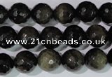 COB266 15.5 inches 12mm faceted round golden obsidian beads