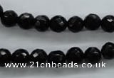 COB353 15.5 inches 8mm faceted round black obsidian beads