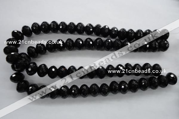 COB364 15.5 inches 12*16mm faceted rondelle black obsidian beads