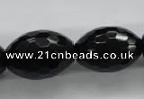 COB377 15.5 inches 18*25mm faceted rice black obsidian beads