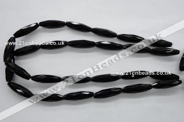 COB378 15.5 inches 8*30mm faceted rice black obsidian beads