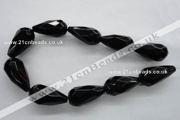 COB385 15.5 inches 18*35mm faceted teardrop black obsidian beads