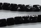 COB390 15.5 inches 10*10mm faceted square black obsidian beads