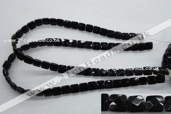 COB390 15.5 inches 10*10mm faceted square black obsidian beads