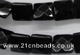 COB392 15.5 inches 14*14mm faceted square black obsidian beads