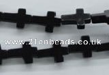 COB415 15.5 inches 10*14mm cross black obsidian beads wholesale